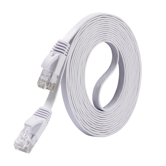 SEBIKAM Cat6 RJ45 Ethernet Cable 9.84 Ft Flat White,Internet Network LAN Patch Cords, Solid Cat6 High Speed Computer Wire Snagless Rj45 Connectors for Router, Modem,Ps4,Network Switch,3Meters