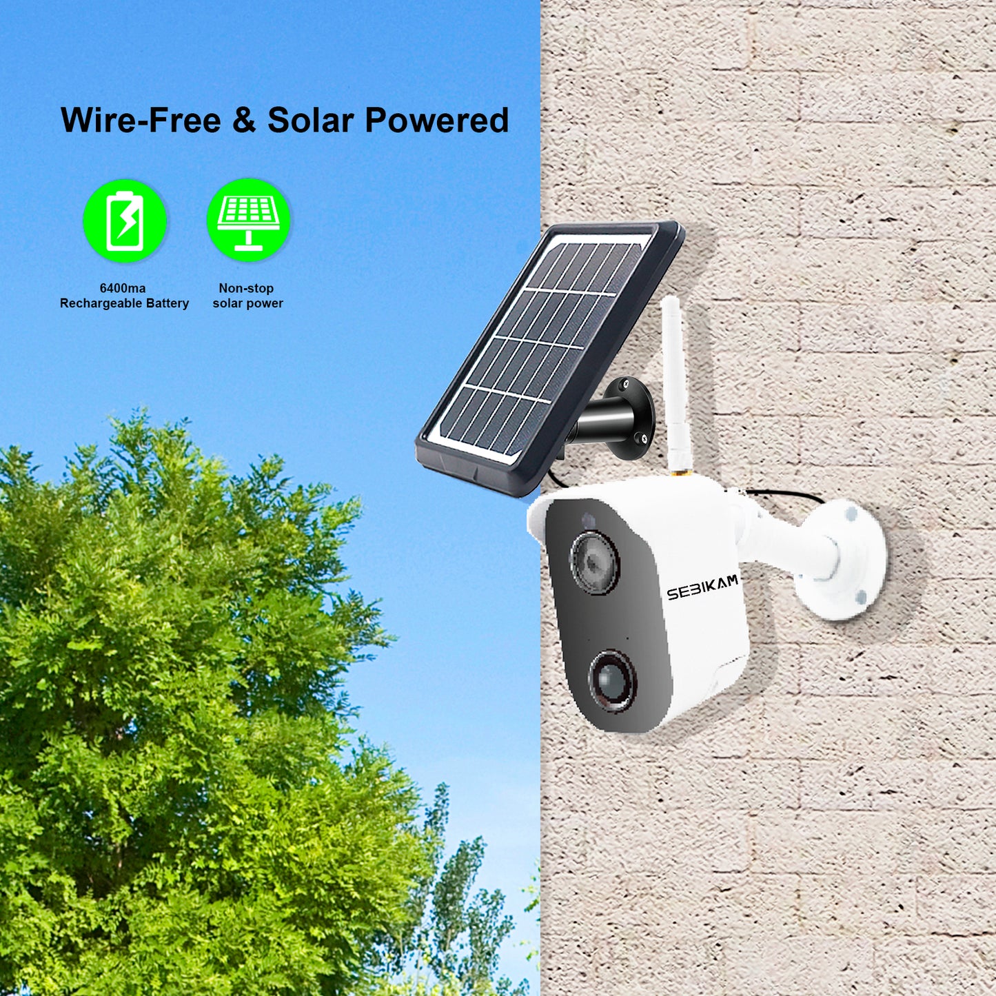 1080p Wireless Solar Powered & Battery Security Camera System with Solar Panel